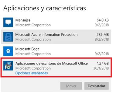 Aplicaciones de escritorio de Microsoft Office